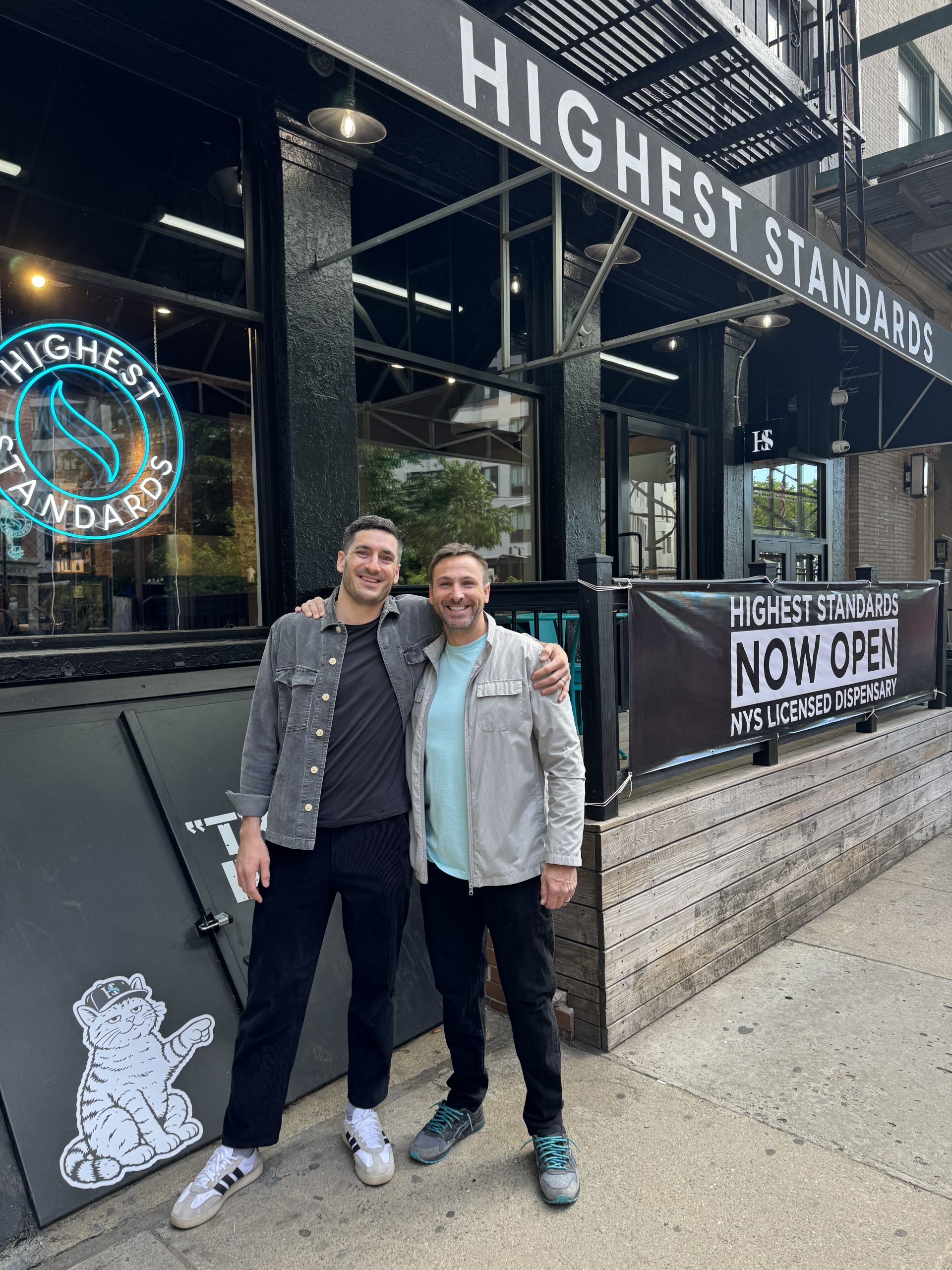 Jonathan Monk and Eric Hammond on opening day at the FiDi storefront